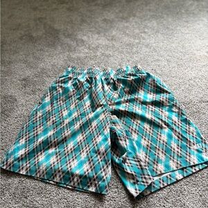 Men's Athletic Shorts - Teal Plaid